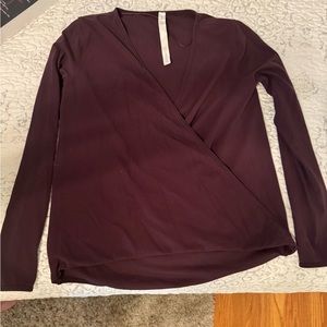 Lululemon Dark Cherry ‘Full Freedom’ wrap-front long sleeve top | Size 6